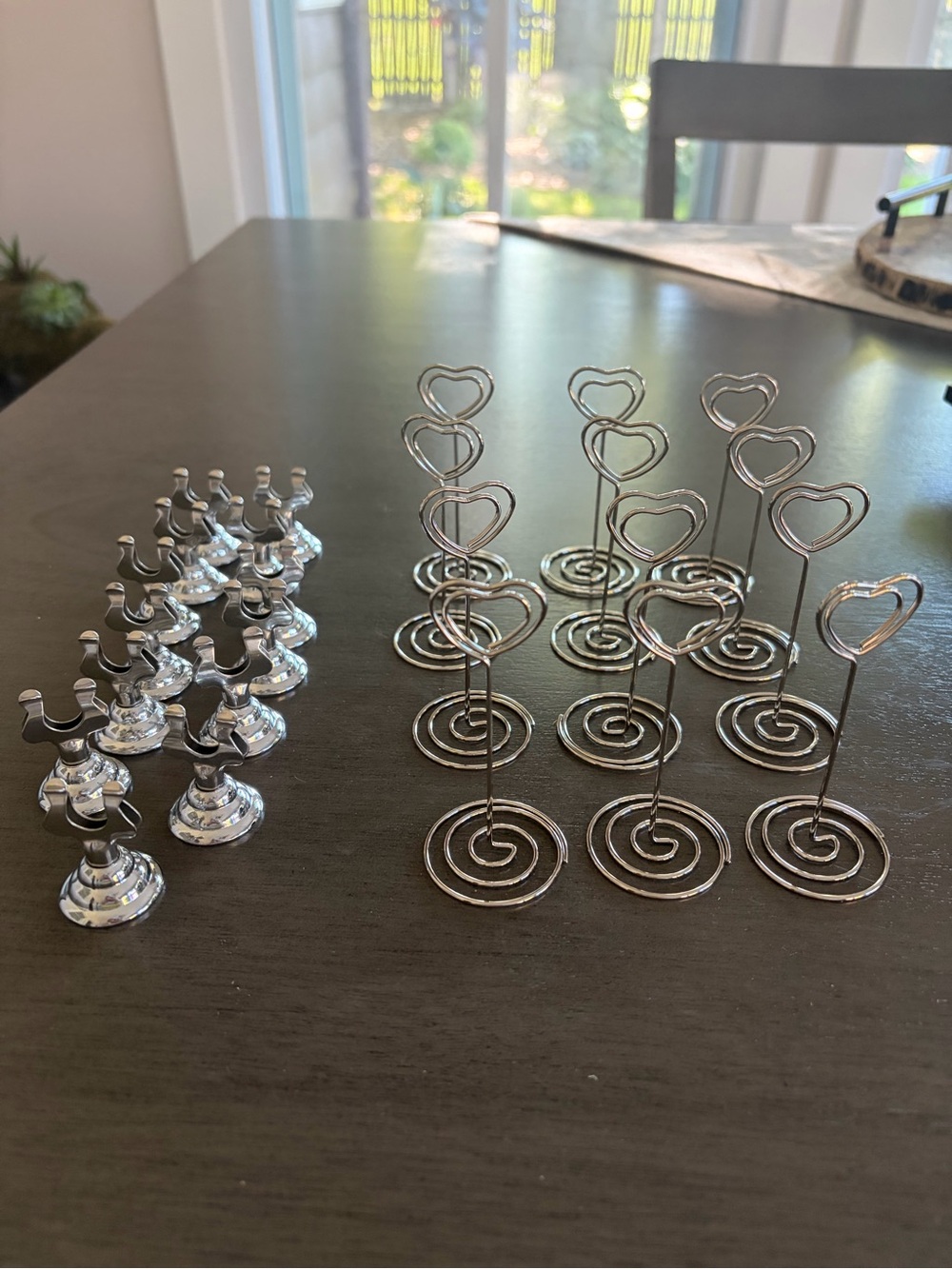 Set of Silver Heart Wire Photo/Place Card (12) and Holders (11)